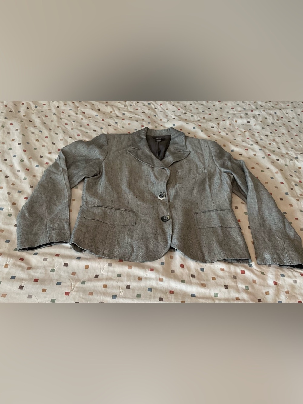 Alfani Gray Cropped Linen-Blend Blazer
